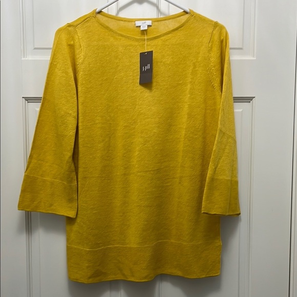 NWT J. Jill Daisy Yellow Lightweight Knit Long Sleeve Sweater - Size Small - Picture 1 of 16